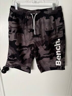 Bench Men’s Black and Gray Camo Swim Board Shorts